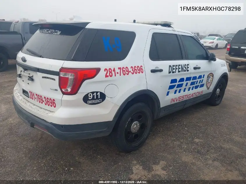 1FM5K8ARXHGC78298 2017 Ford Utility Police Interceptor