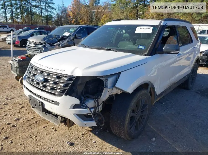 1FM5K7D84HGA01708 2017 Ford Explorer Xlt