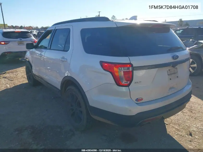 1FM5K7D84HGA01708 2017 Ford Explorer Xlt