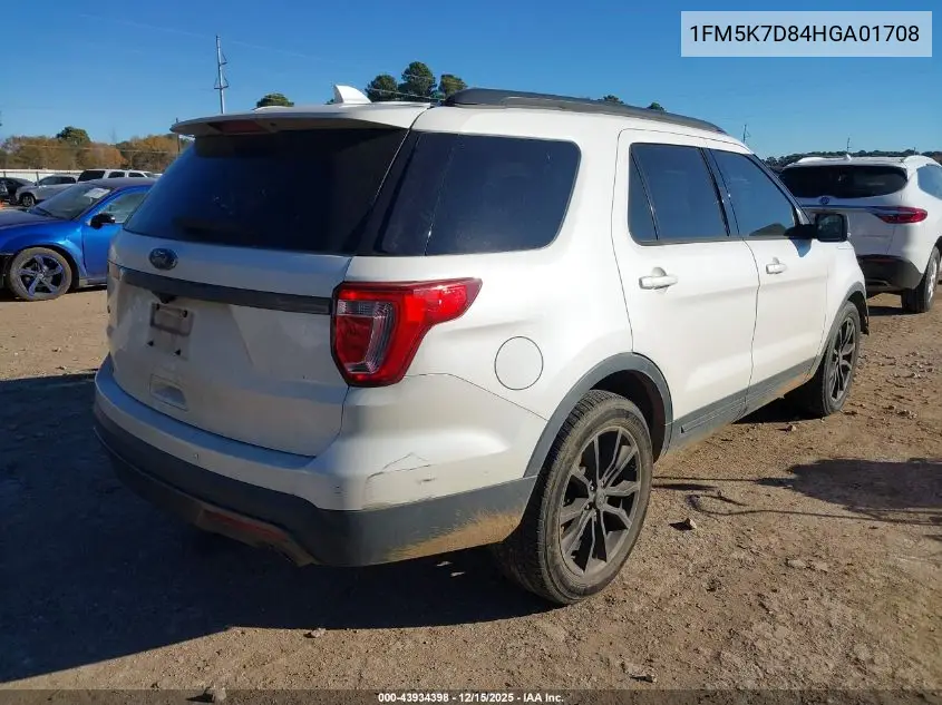 1FM5K7D84HGA01708 2017 Ford Explorer Xlt