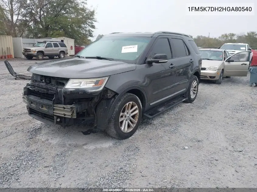 1FM5K7DH2HGA80540 2017 Ford Explorer Xlt