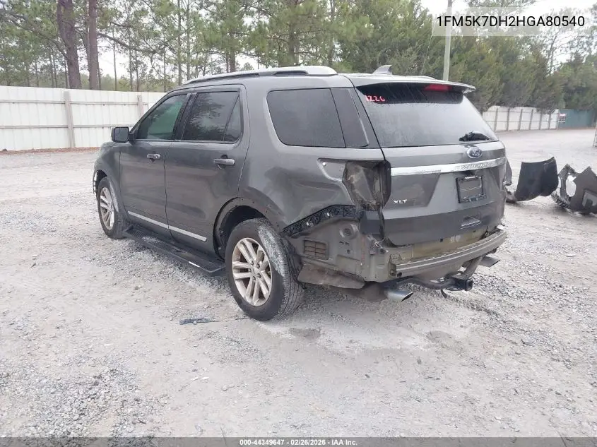 1FM5K7DH2HGA80540 2017 Ford Explorer Xlt
