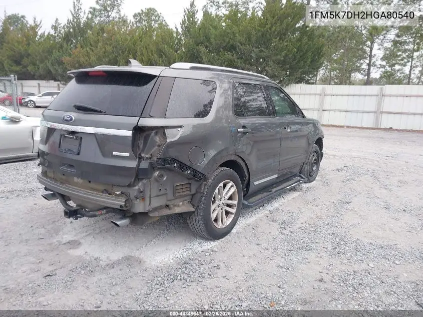 1FM5K7DH2HGA80540 2017 Ford Explorer Xlt
