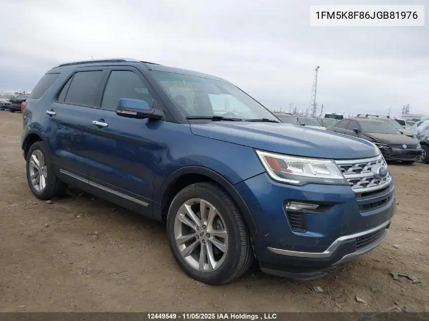 1FM5K8F86JGB81976 2018 Ford Explorer Limited