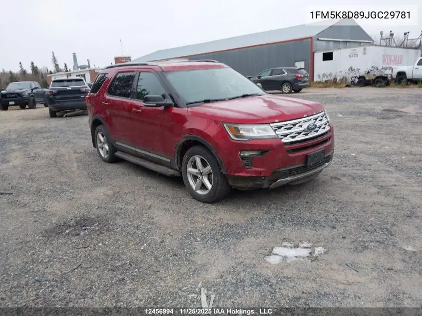 1FM5K8D89JGC29781 2018 Ford Explorer Xlt