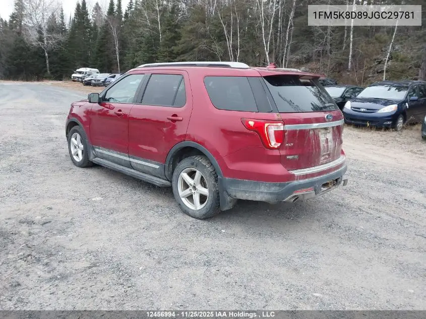 1FM5K8D89JGC29781 2018 Ford Explorer Xlt