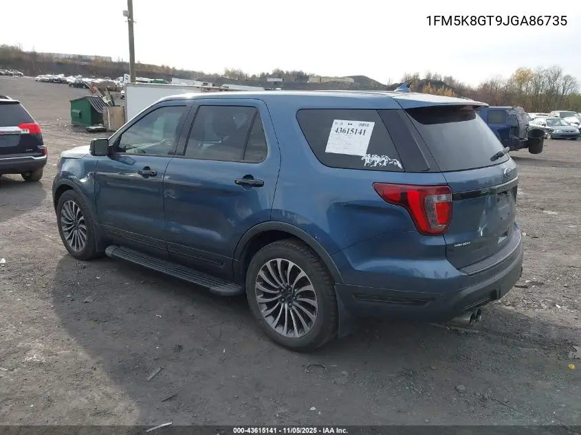 1FM5K8GT9JGA86735 2018 Ford Explorer Sport