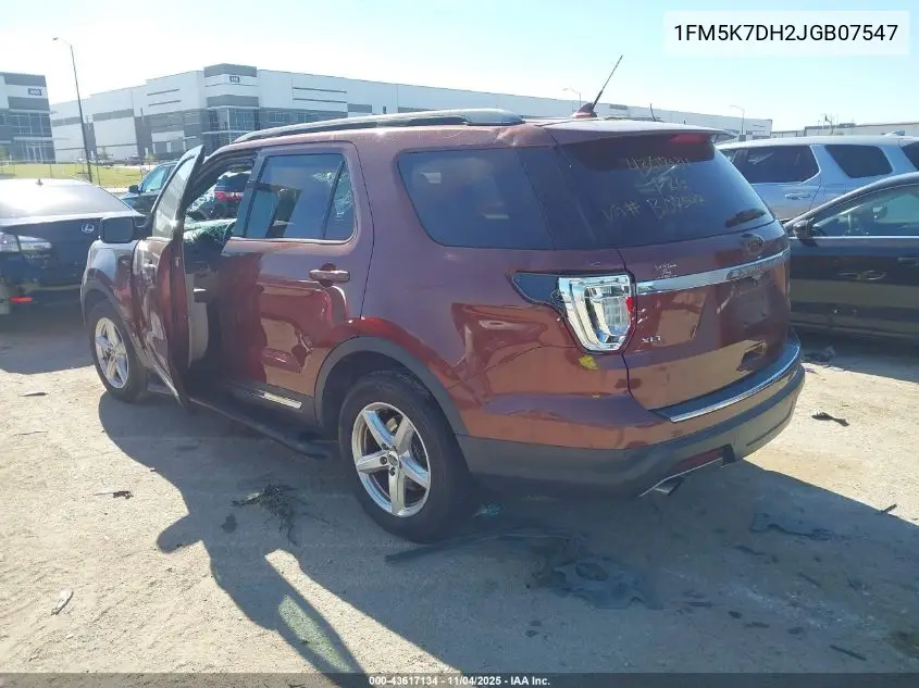 1FM5K7DH2JGB07547 2018 Ford Explorer Xlt