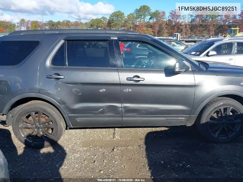 1FM5K8DH5JGC89251 2018 Ford Explorer Xlt