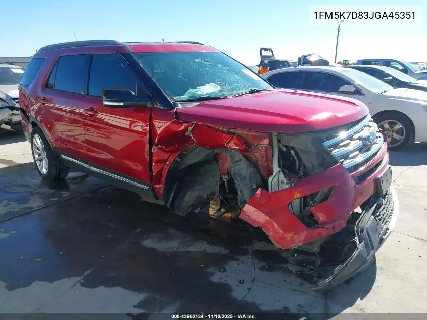1FM5K7D83JGA45351 2018 Ford Explorer Xlt