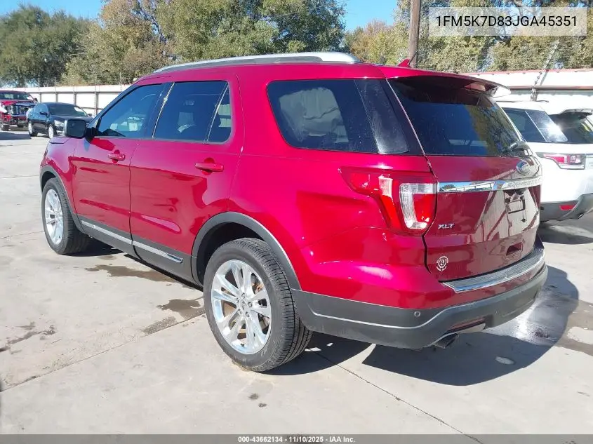 1FM5K7D83JGA45351 2018 Ford Explorer Xlt