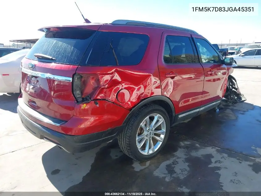 1FM5K7D83JGA45351 2018 Ford Explorer Xlt