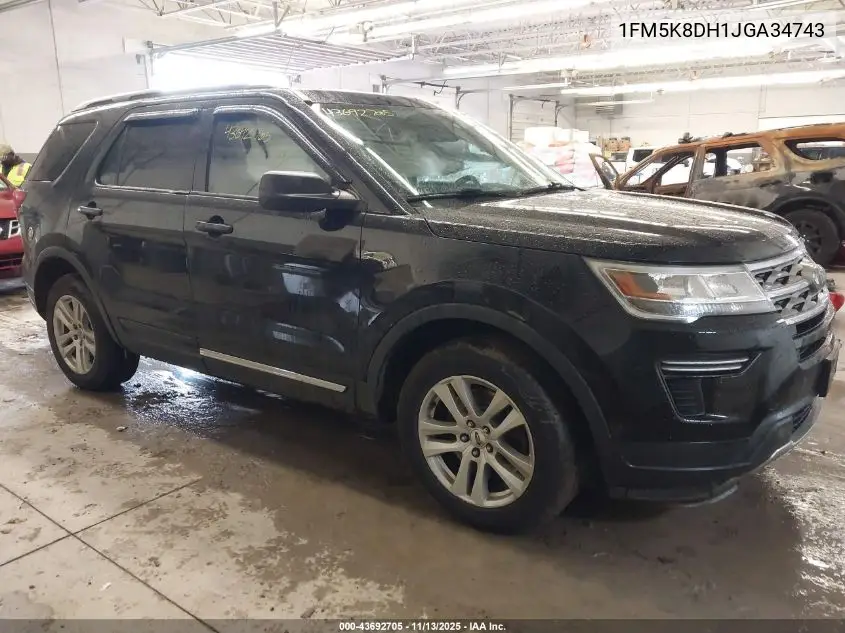 1FM5K8DH1JGA34743 2018 Ford Explorer Xlt