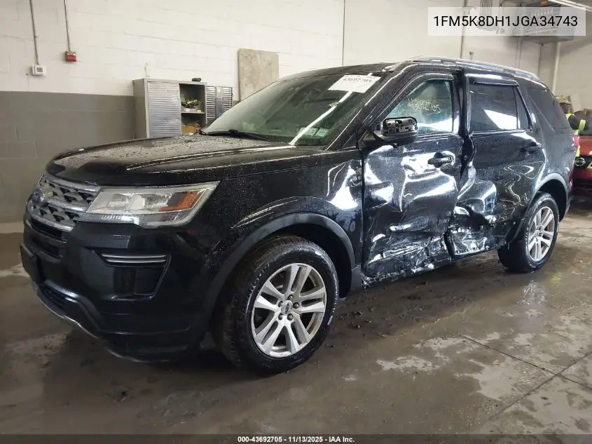 1FM5K8DH1JGA34743 2018 Ford Explorer Xlt