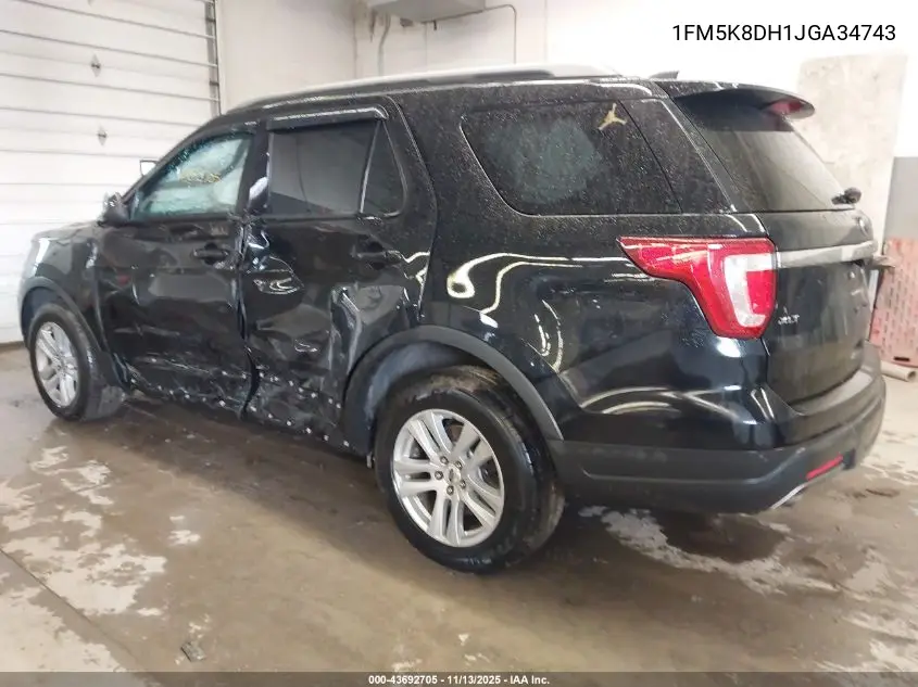 1FM5K8DH1JGA34743 2018 Ford Explorer Xlt