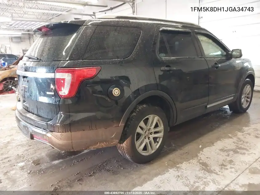 1FM5K8DH1JGA34743 2018 Ford Explorer Xlt