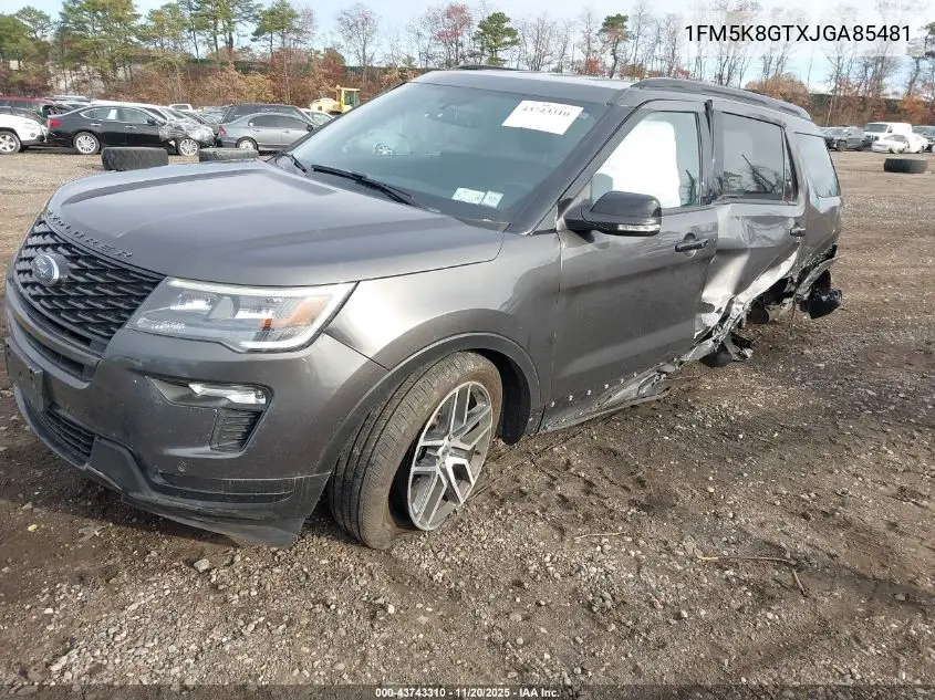 1FM5K8GTXJGA85481 2018 Ford Explorer Sport