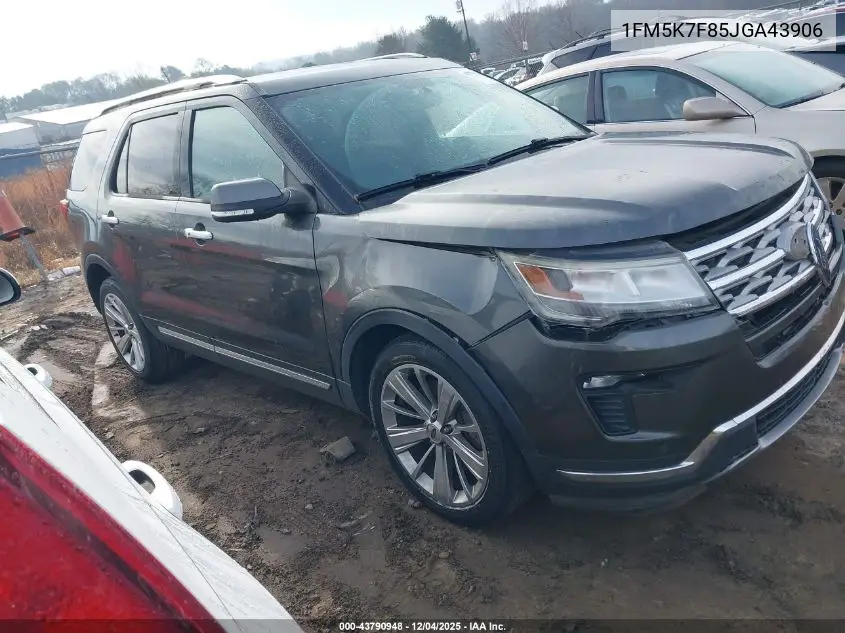 1FM5K7F85JGA43906 2018 Ford Explorer Limited