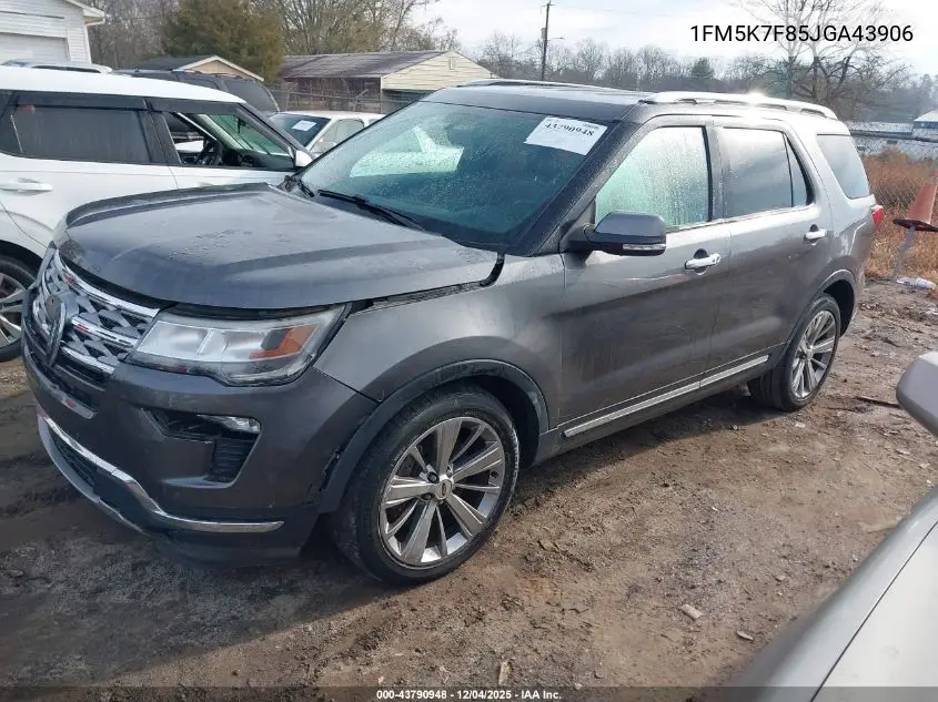 1FM5K7F85JGA43906 2018 Ford Explorer Limited