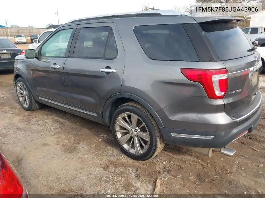 1FM5K7F85JGA43906 2018 Ford Explorer Limited