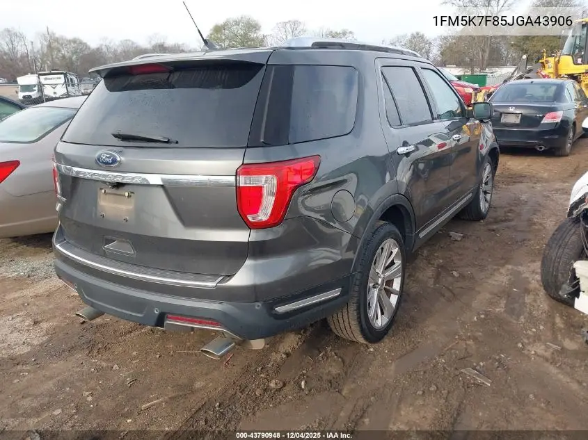 1FM5K7F85JGA43906 2018 Ford Explorer Limited