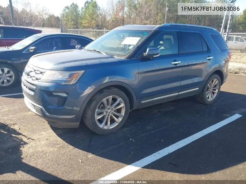 1FM5K7F81JGB63086 2018 Ford Explorer Limited