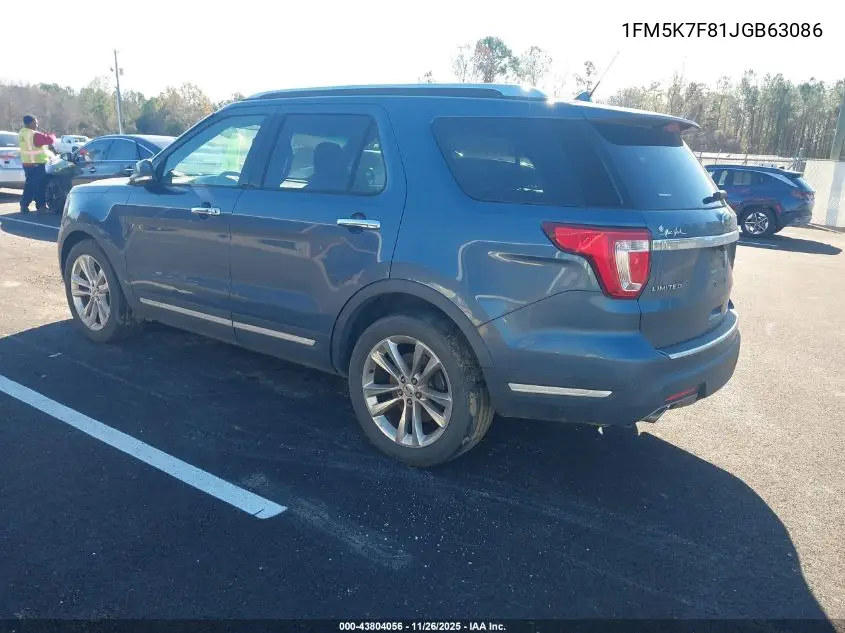 1FM5K7F81JGB63086 2018 Ford Explorer Limited