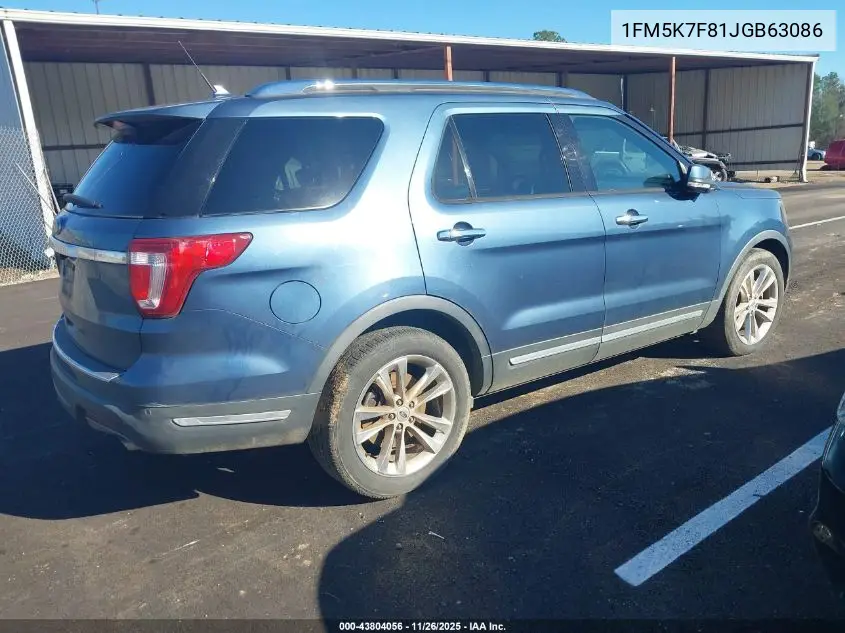 1FM5K7F81JGB63086 2018 Ford Explorer Limited