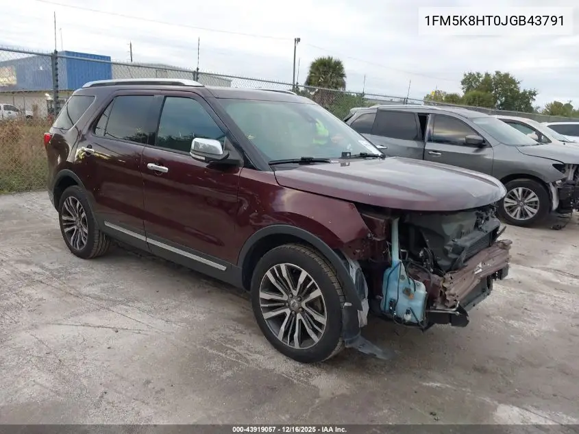 1FM5K8HT0JGB43791 2018 Ford Explorer Platinum