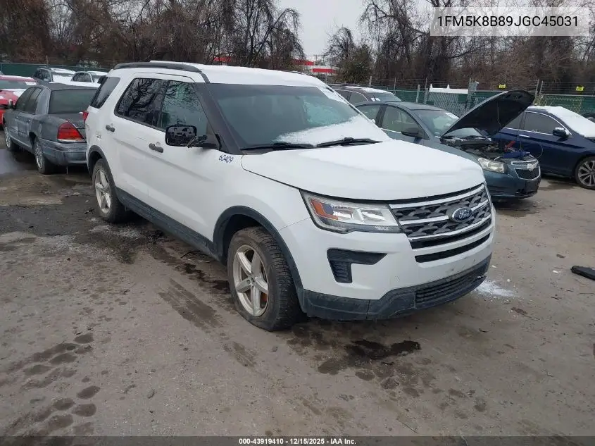 1FM5K8B89JGC45031 2018 Ford Explorer