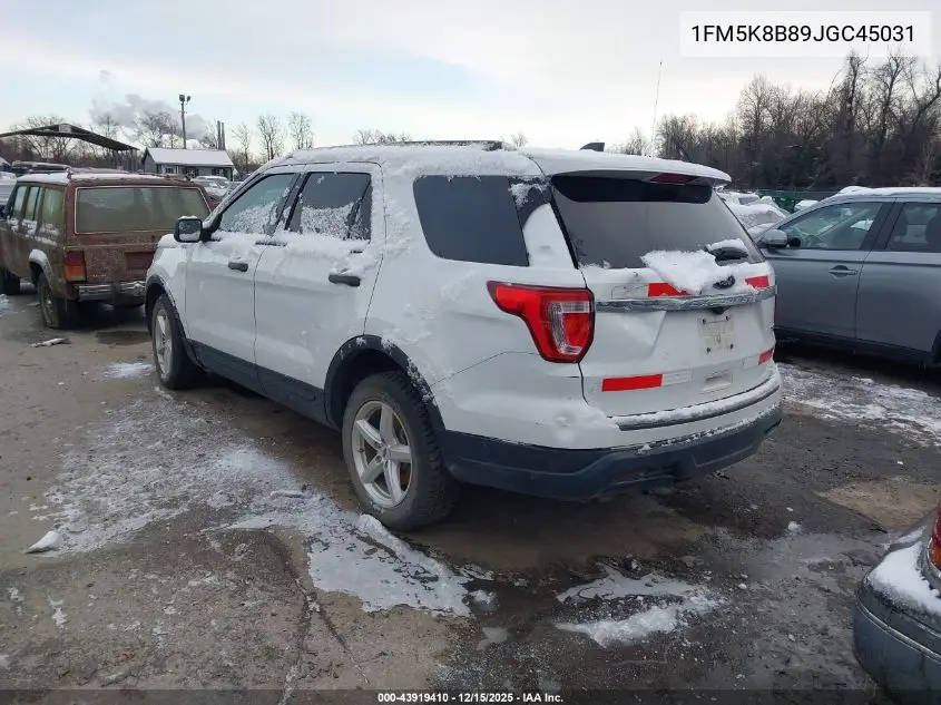 1FM5K8B89JGC45031 2018 Ford Explorer