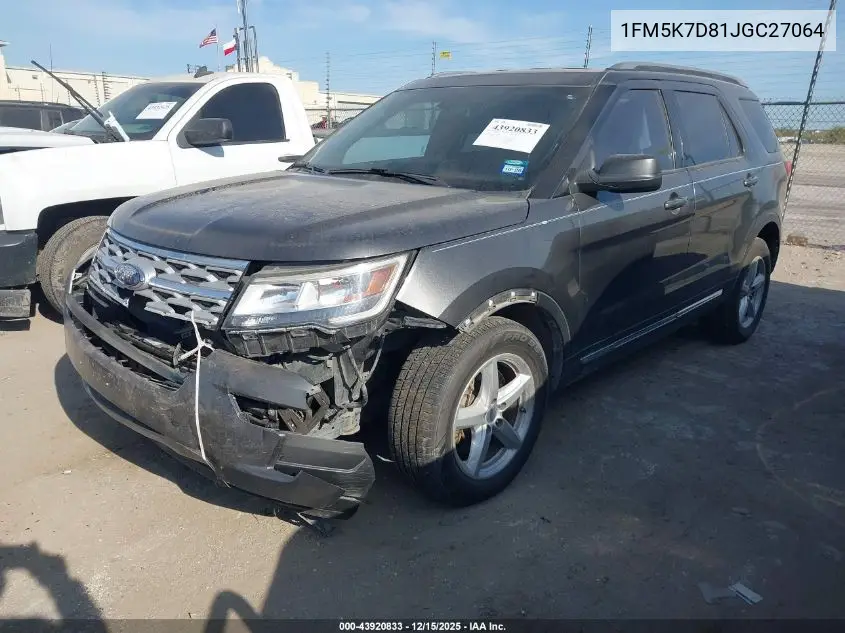 1FM5K7D81JGC27064 2018 Ford Explorer Xlt