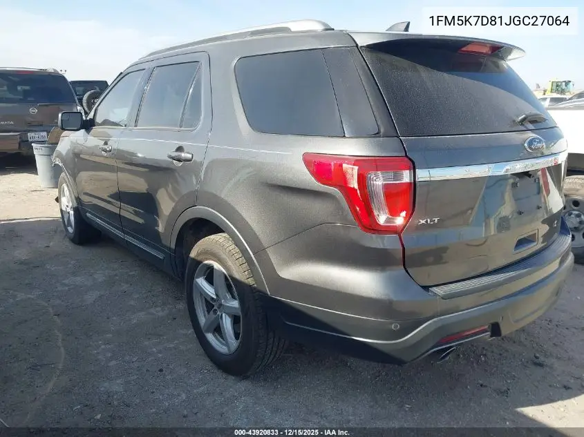 1FM5K7D81JGC27064 2018 Ford Explorer Xlt