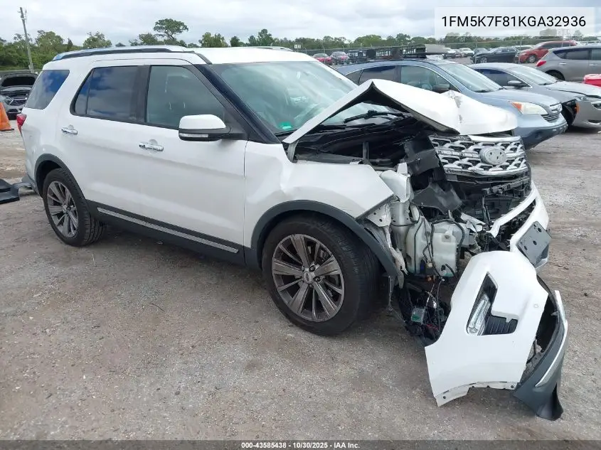 1FM5K7F81KGA32936 2019 Ford Explorer Limited