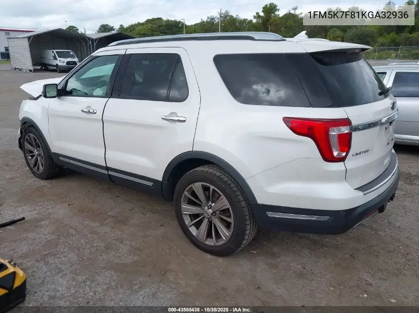 1FM5K7F81KGA32936 2019 Ford Explorer Limited