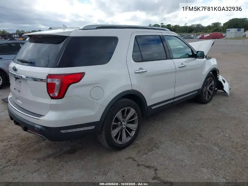 1FM5K7F81KGA32936 2019 Ford Explorer Limited
