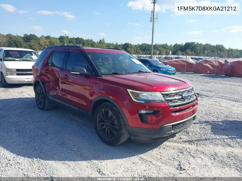 1FM5K7D8XKGA21212 2019 Ford Explorer Xlt