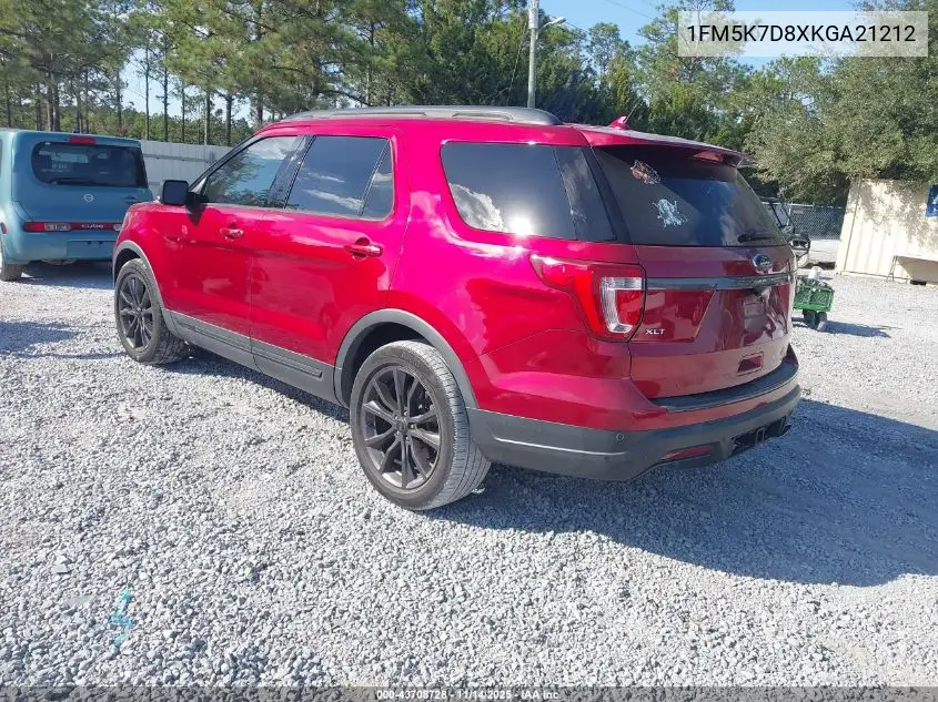1FM5K7D8XKGA21212 2019 Ford Explorer Xlt