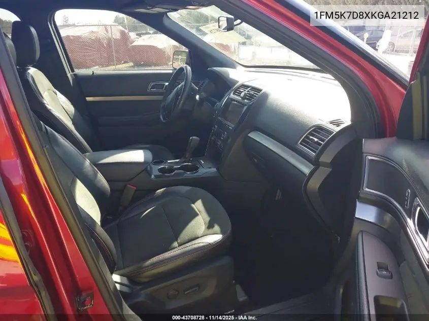 1FM5K7D8XKGA21212 2019 Ford Explorer Xlt