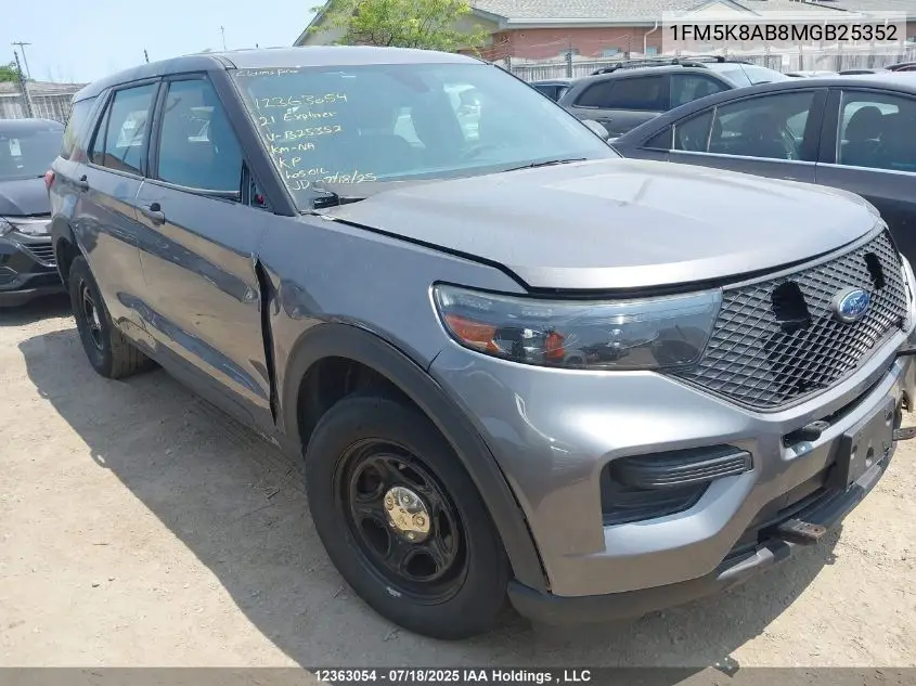 1FM5K8AB8MGB25352 2021 Ford Explorer Police Interceptor