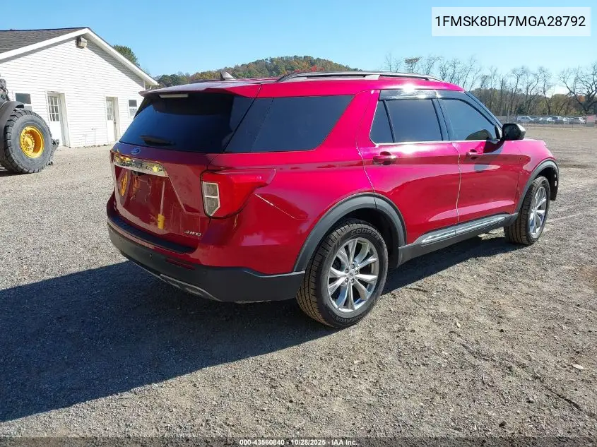 1FMSK8DH7MGA28792 2021 Ford Explorer Xlt