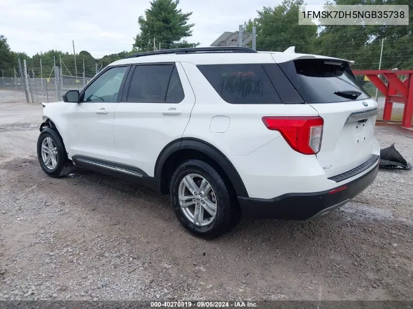 2022 Ford Explorer Xlt VIN: 1FMSK7DH5NGB35738 Lot: 40270819