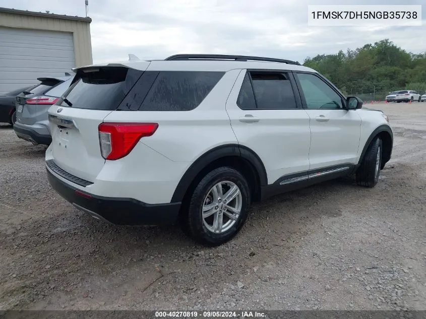 2022 Ford Explorer Xlt VIN: 1FMSK7DH5NGB35738 Lot: 40270819