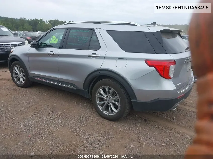 2022 Ford Explorer Limited VIN: 1FMSK7FH1NGA63496 Lot: 40271500