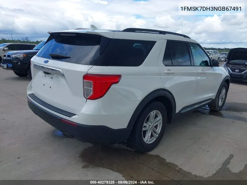 2022 Ford Explorer Xlt VIN: 1FMSK7DH3NGB67491 Lot: 40279325