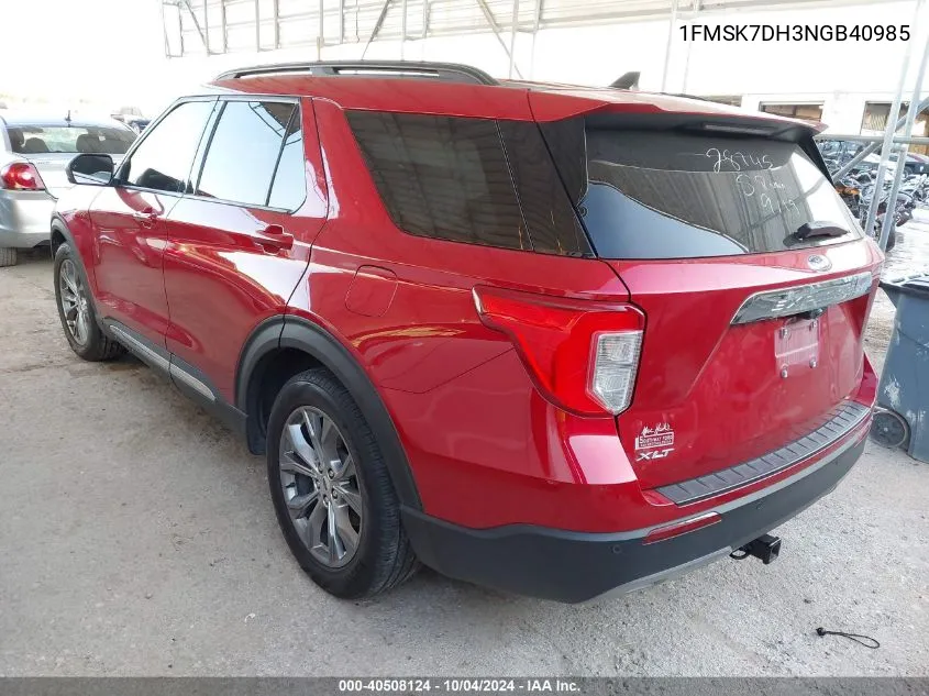 1FMSK7DH3NGB40985 2022 Ford Explorer Xlt