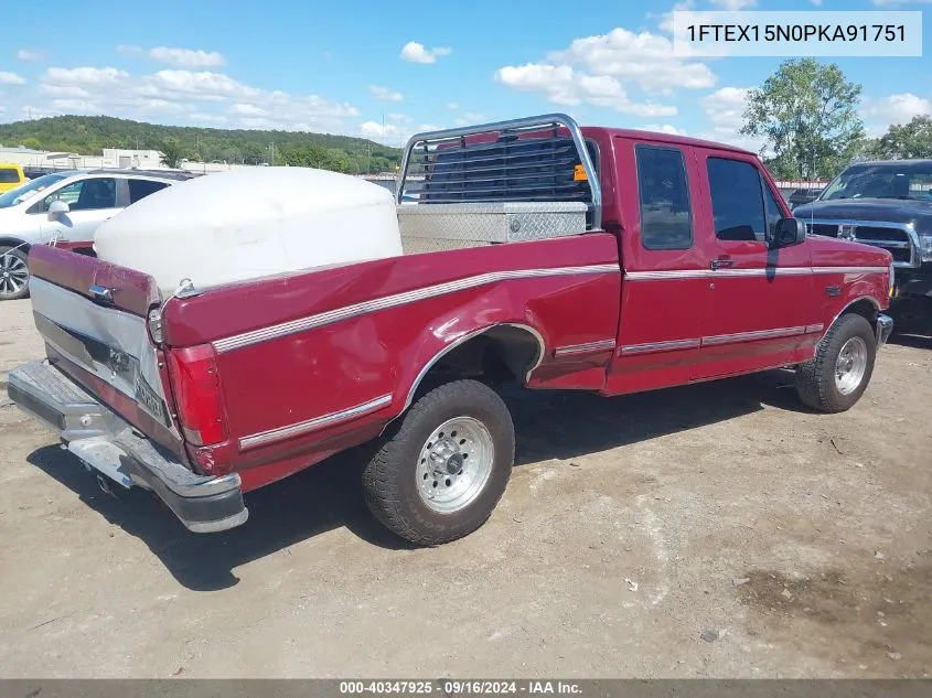 1993 Ford F150 VIN: 1FTEX15N0PKA91751 Lot: 40347925