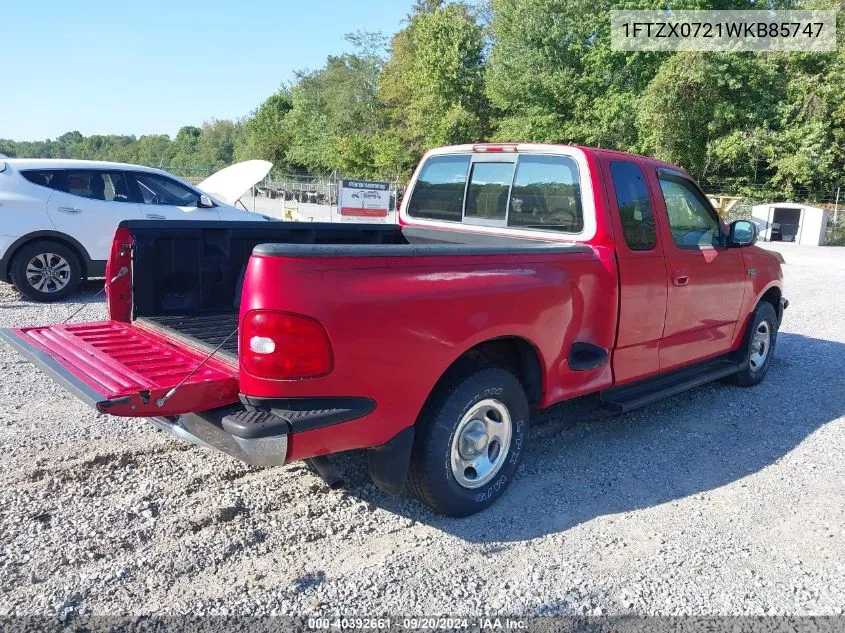 1998 Ford F-150 Xl/Xlt VIN: 1FTZX0721WKB85747 Lot: 40392661