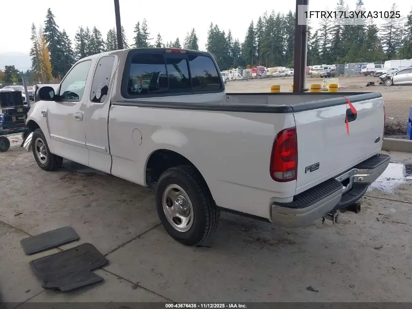 1FTRX17L3YKA31025 2000 Ford F-150 Lariat/Work Series/Xl/Xlt