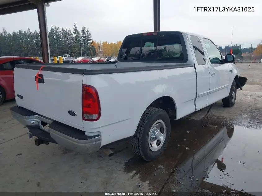 1FTRX17L3YKA31025 2000 Ford F-150 Lariat/Work Series/Xl/Xlt